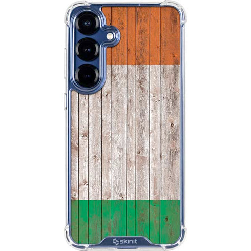 Ireland Flag Dark Wood Galaxy S25 Clear Case